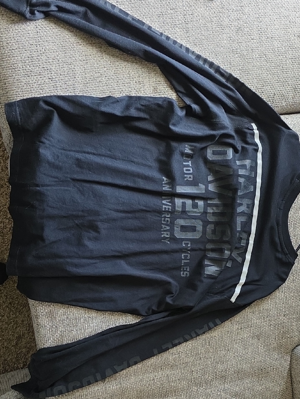 Harley-Davidson Black Long Sleeve Graphic Tee with Gray Accents
